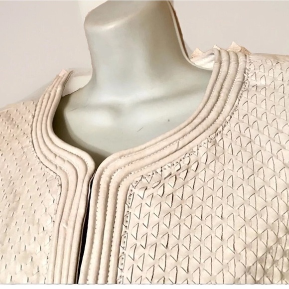 🛍TERRY LEWIS🛍WOVEN LEATHER HOOK EYE SHORT TEXTURED JACKET NWT❣️ - Picture 8 of 9